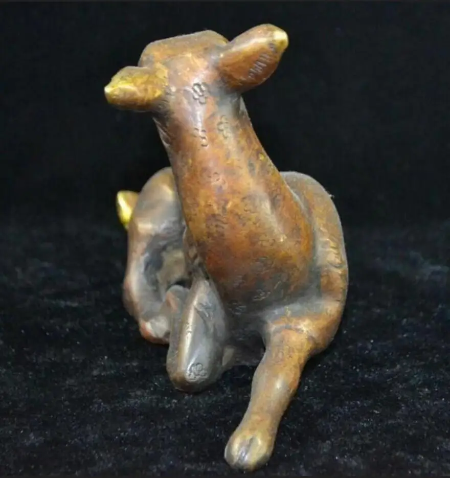 Медная Статуя китайская редкая медная резная реалистичный пятнистый олень