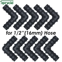 sprycle 10pcs 16mm barbed elbow 90 degree garden watering connector for micro drip irrigation 12 pe pipe tubing hose fitting