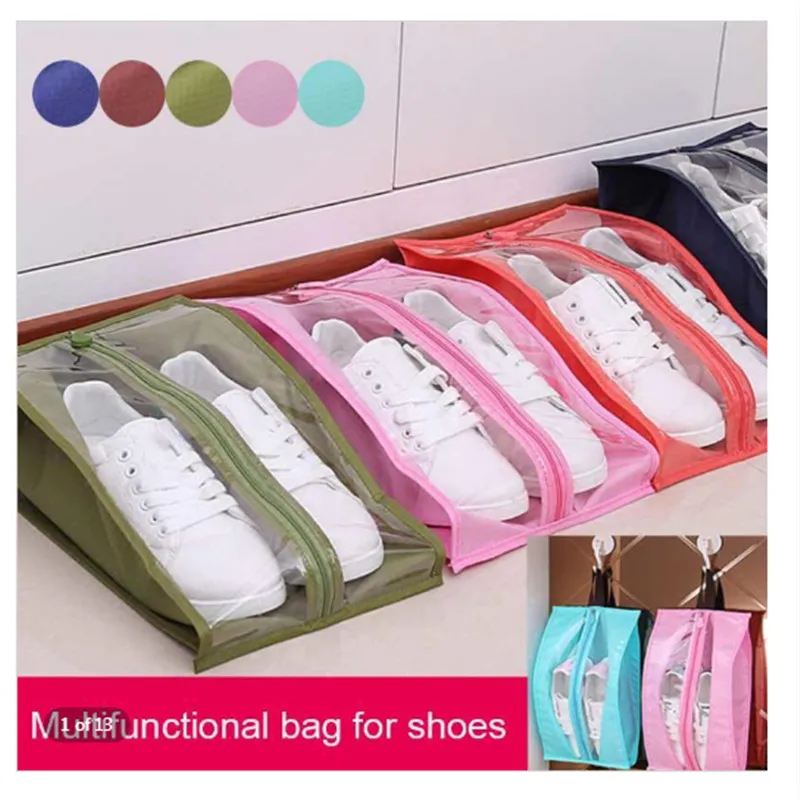 Portable Travel Supplies Organizer Shoes Storage Bag PVC Waterproof Dustproof Hanging Save Space Zipping Bags Home 1pc | Дом и сад