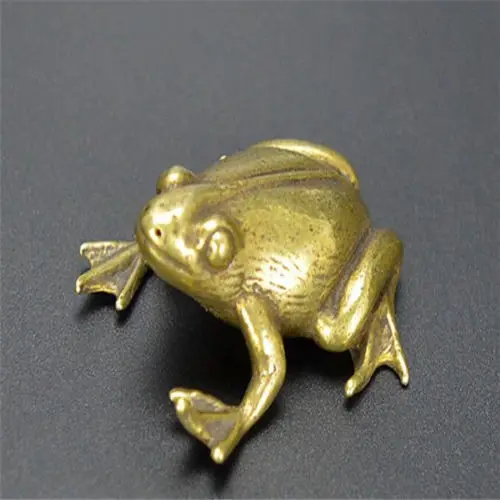 Китайская резная вручную латунная лягушка в пасторальном стиле маленькая