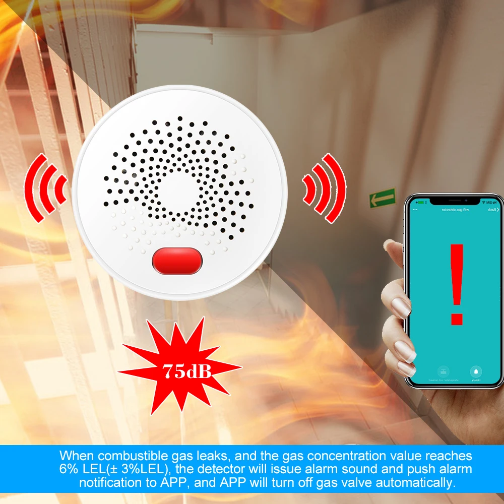 WIFI детектор утечки газа бытовой горючих газов тестер нефти анализатор SmartLife Tuya с