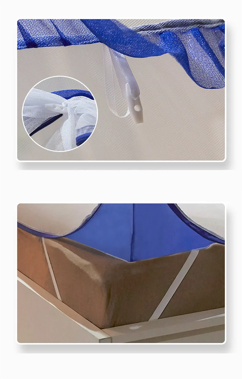 Синяя Складная москитная сетка для двойной кровати портативная сетчатая кровать