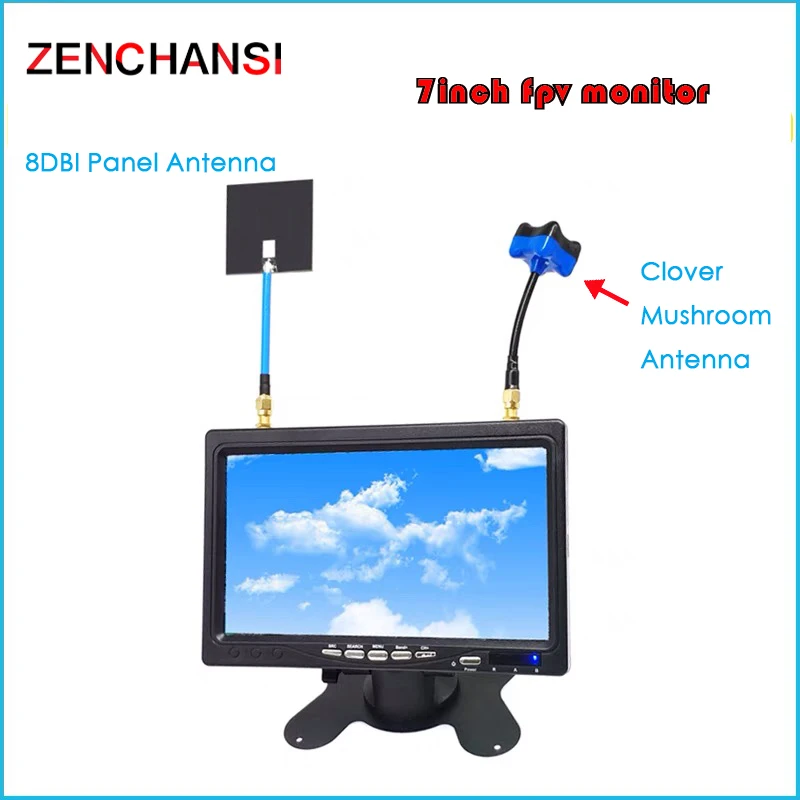 7-дюймовый TFT ЖК-экран zenchsi 5 8G FPV IPS монитор с 8DBI панельной антенной и в виде клевера