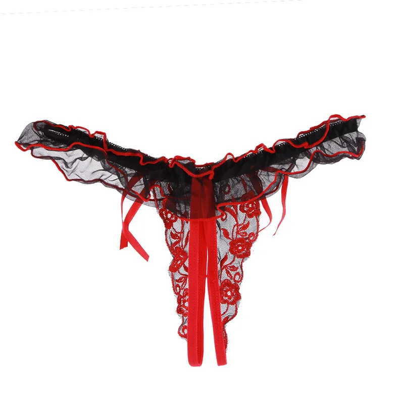 2019 Women Sexy Underwear Flower Embroidery T-back Thong Open Crotch Underpants Lacy Panties G-string DC116 | Тематическая одежда