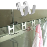 space aluminum shower glass door hooks h shape hanging hook bathroom kitchen storage rack towel tableware free punch hanger