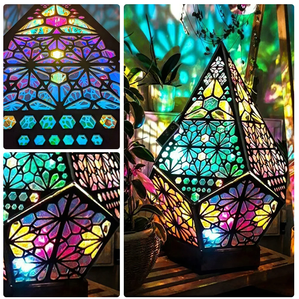 Bohemian Table Decoration Lamps Indoor Lighting Colorful Mosaic Atmosphere Projector Night Light For Room Decor Dropshipping | Лампы и