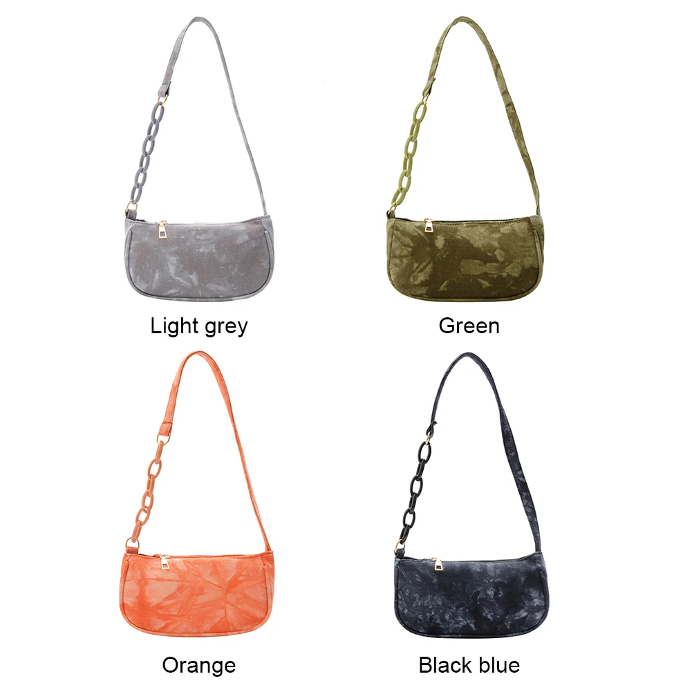 

Fashion Tie Dye Printed Handbag Female Nylon Purse Zipper Shoulder Underarm Tote Youth Ladies Simple Versatile Bag