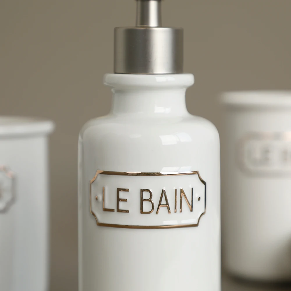 bathroom accessories set with soap or lotion dispenser toothbrush holder tumbler and soap dish white matt ceramic material free global shipping