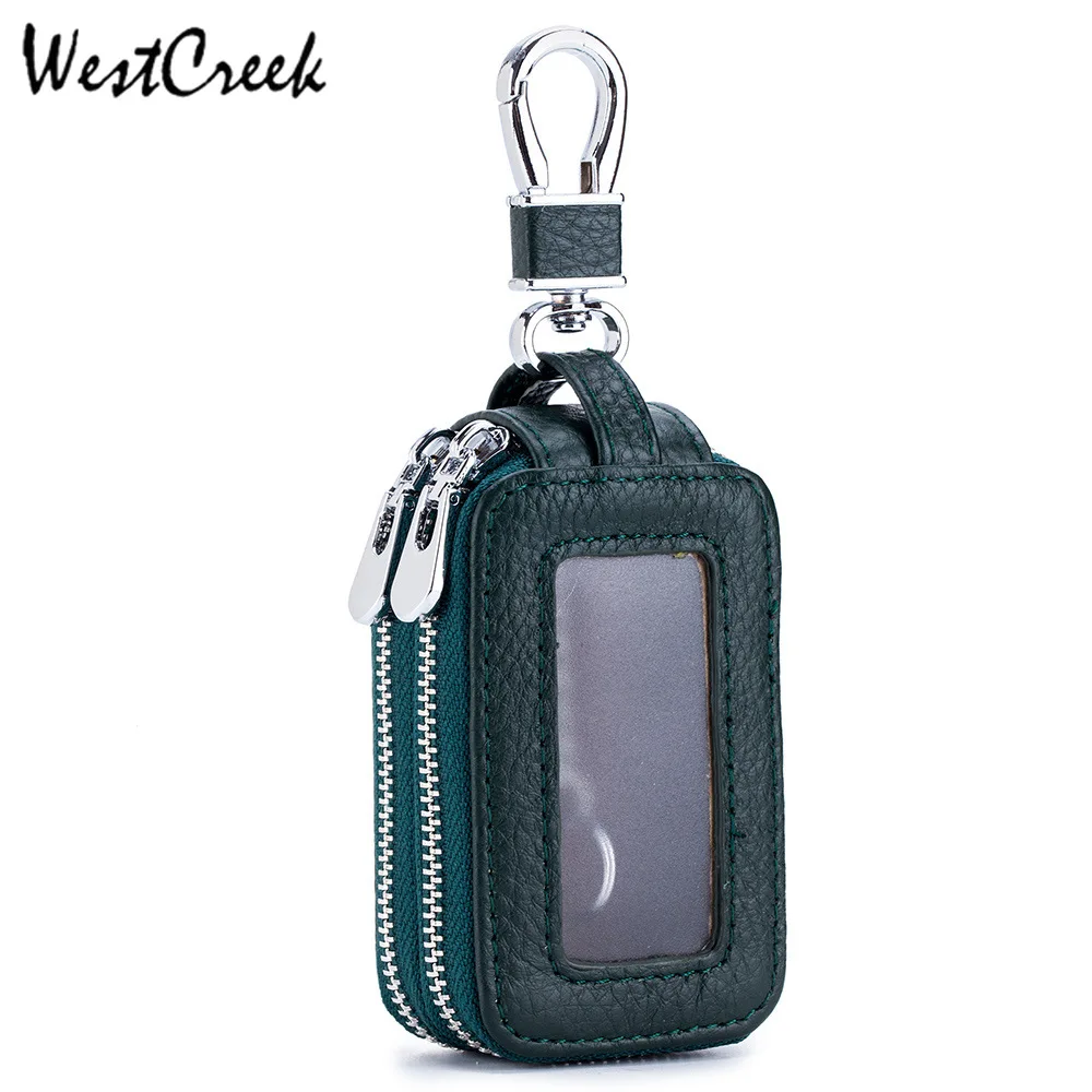 WESTCREEK верхний слой litchi из воловьей кожи автомобильный кошелек для ключей Большой