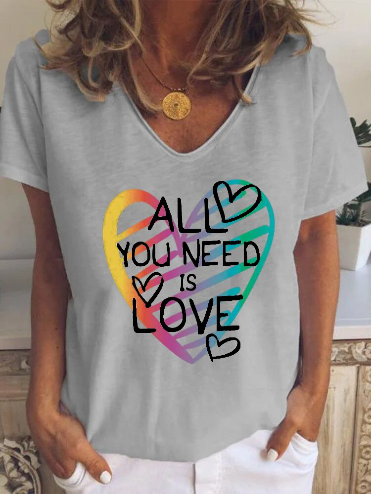 

Women S-2XL All Match Love Letter Flower Print T Shirt Summer New Short Sleeve Wear SlimFashion Street Fashion Ladies T-shirt