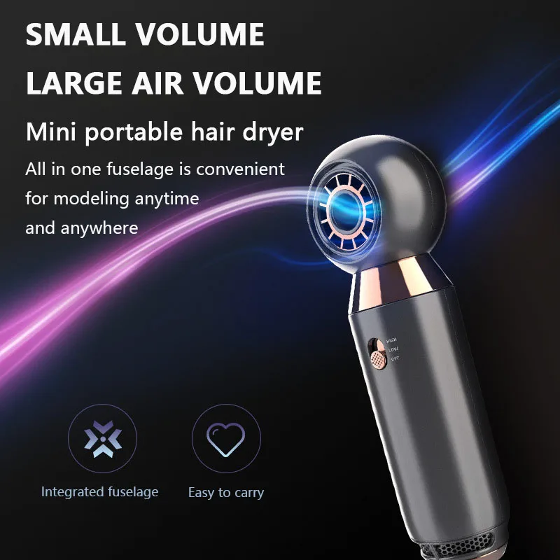Secador de Cabelo Secador de Cabelo sem Folhas Secador de Cabelo para Secagem Nível de Ruído Profissional Folhas para Secagem Rápida Leve Baixo Pequeno 800w sem 4 secagem rápida leve baixo nível de ruído pequeno secador de cabelo
