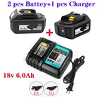 Оригинальный литий-ионный аккумулятор BL1860 18 в 6000 мА  ч для Makita 18 в, зарядное устройство BL1840, BL1850, BL1830, BL1860B + 3 А