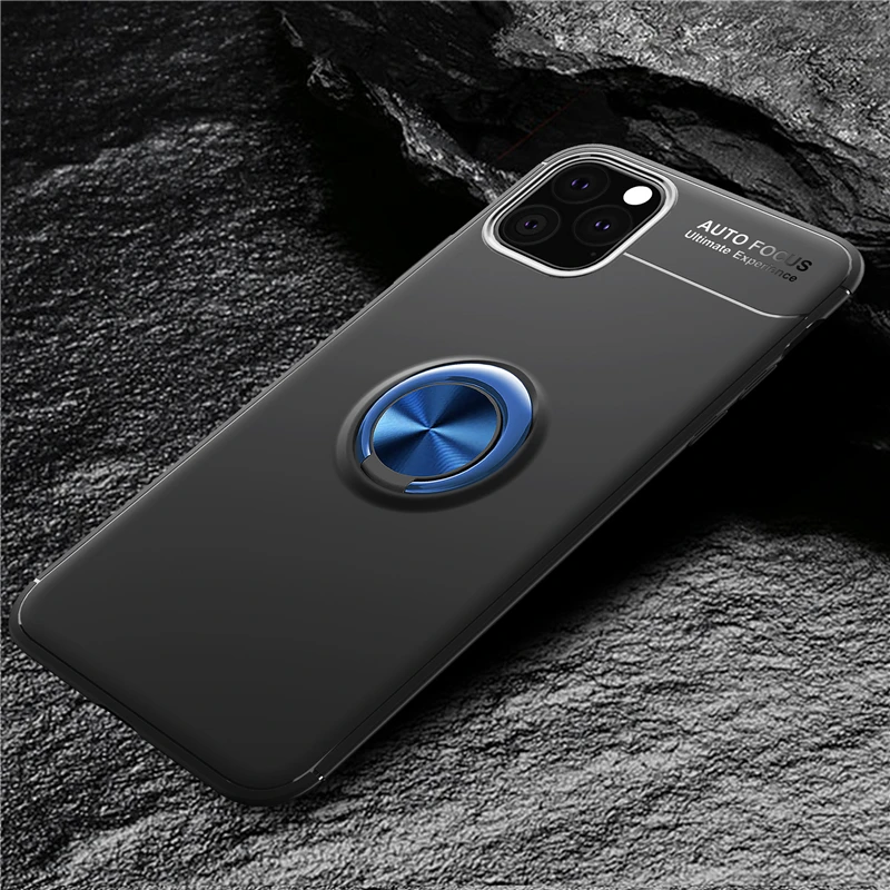 Для iPhone 11 Pro Max чехол для телефона металлический палец кольцо матовый мягкий термополиуретан силиконовый задняя крышка для iPhone 11 противоударный жесткий чехол для телефона