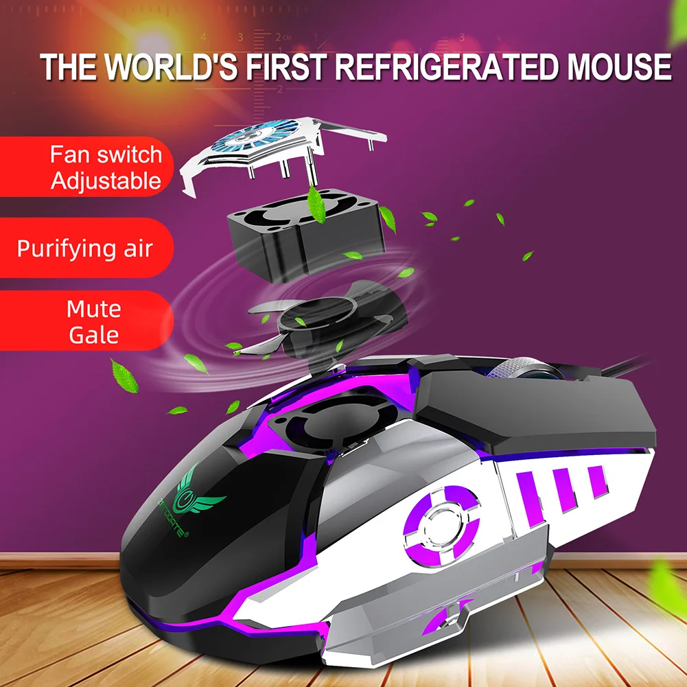 

Laptop Desktop Professional Computer Mouse Gaming Mouse with Cooling Fan 1000-1600-6400 DPI Optical Mice for PC Gamer