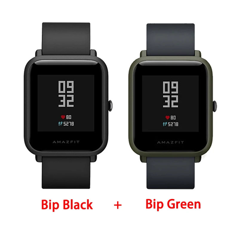 black add green Глобальная версия Xiaomi Huami Amazfit Bip Смарт часы сердечного ритма мониторы gps Gloness Smartwatch 45 дней в режиме ожидания для телефона MI8 IOS - Цвет: black add green