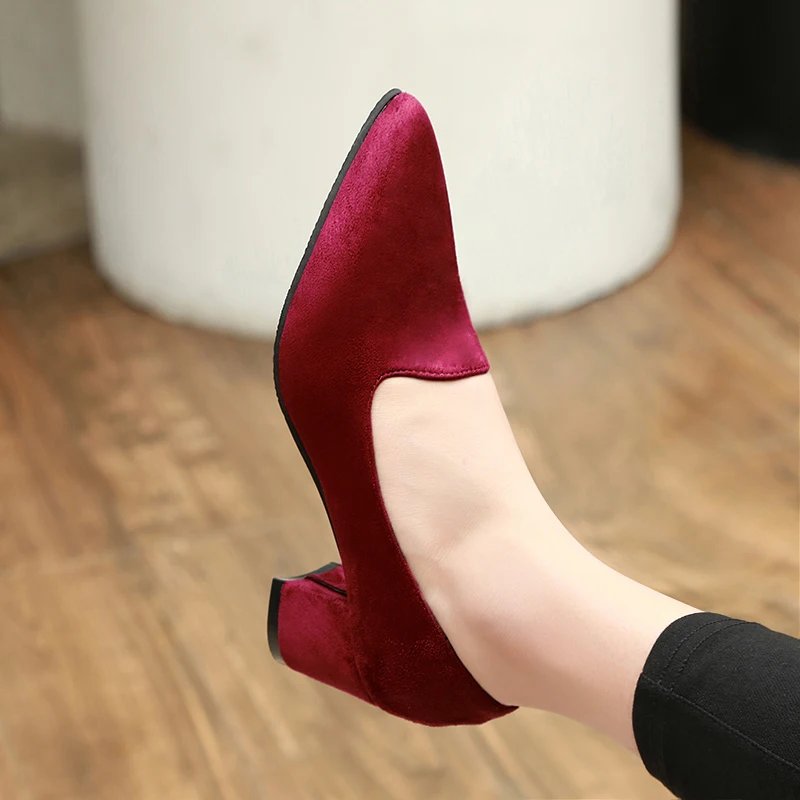 Женские модельные туфли больших размеров 34-41 туфли-лодочки на массивном каблуке