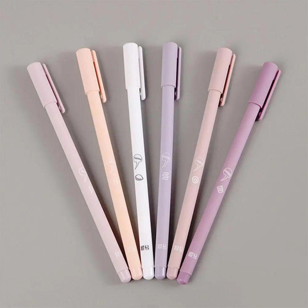 6pcs/set Creative Cute Morandi Series Simple And Fresh Diary Student Kawaii Gel Nib 0.5mm Pen Supplies Note Quick-d J1Q0 | Канцтовары