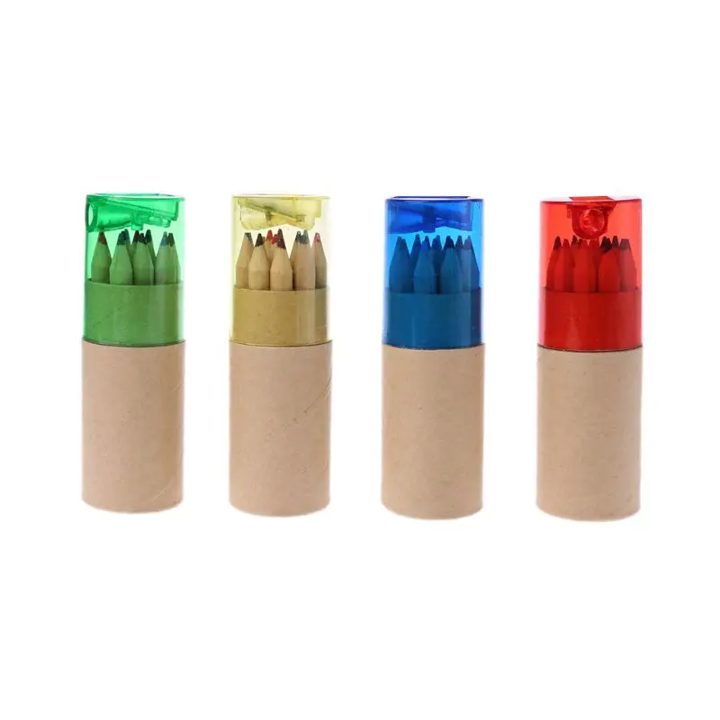 

12Pc Wooden 12 Colors Painting Writing Pencils W/ Sharpener Mini Cute Child Gift 32CA
