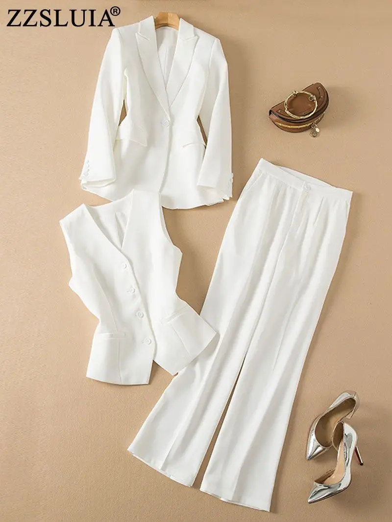 

Костюм-тройка ZZSLUIA женский из блейзера с длинным рукавом, жилета и длинных брюк