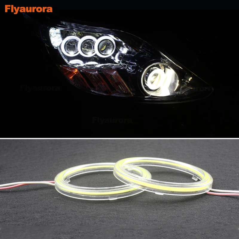 Автомобильные кольца с ореолом ангельские глазки 6000k cob светодиодные фары