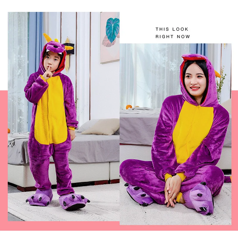 Комбинезоны для малышей фиолетового цвета дракон детей с рисунками животных из