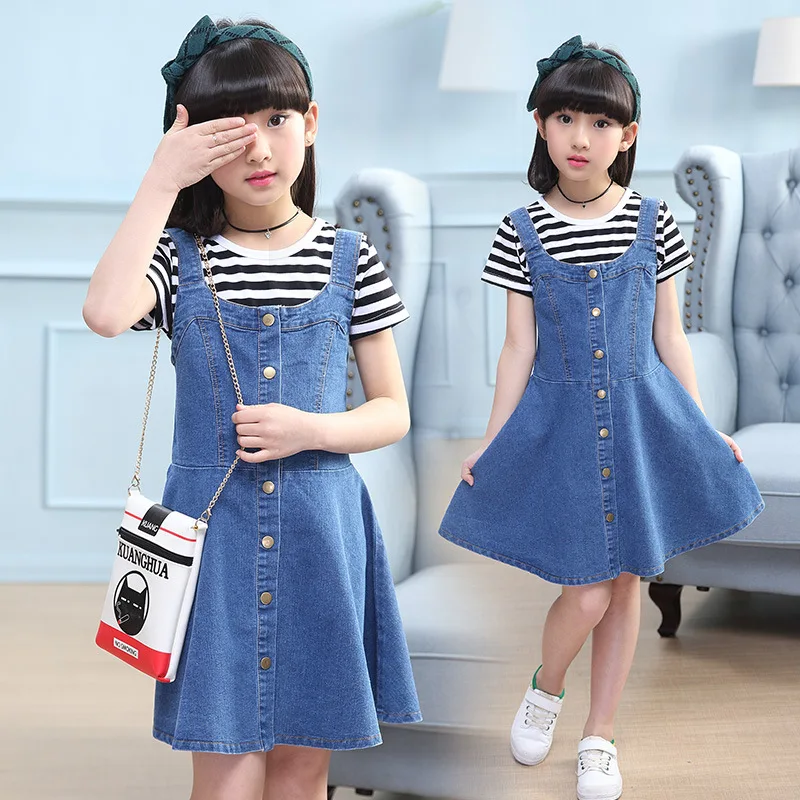 Girls Children Blue Denim Jeans Sundress Dress For Kids Student Strap Suspenders Overs Dresses Vestidos Clothes New 2018 5 | Детская
