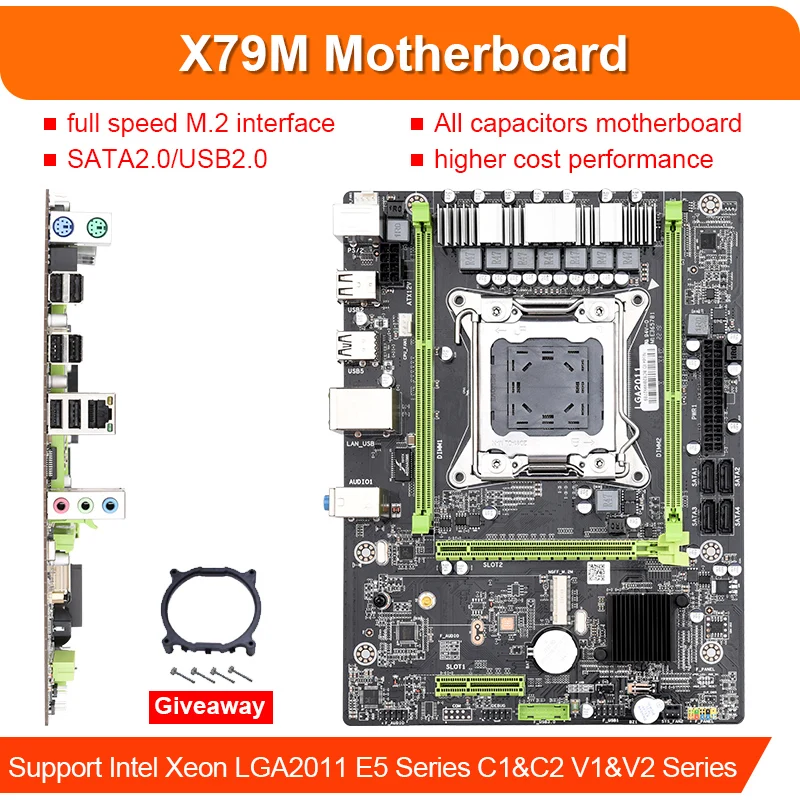 Jingsha X79 M2 материнская плата LGA2011 ATX USB2.0 SATA3 PCI-E NVME M.2 SSD поддержка памяти REG ECC и процессор Xeon E5