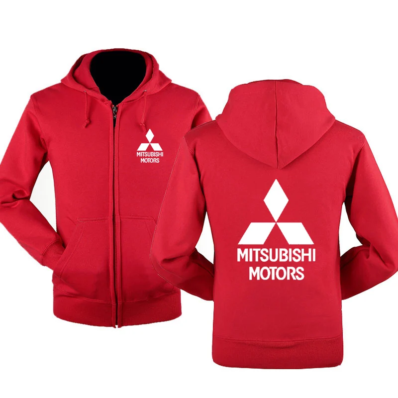 

New Fashion Mitsubishi Car Logo Sweatshirt Hoodies Men Spring Autumn Fleece Cotton Zipper Jacket HipHop Harajuku Male Clothing