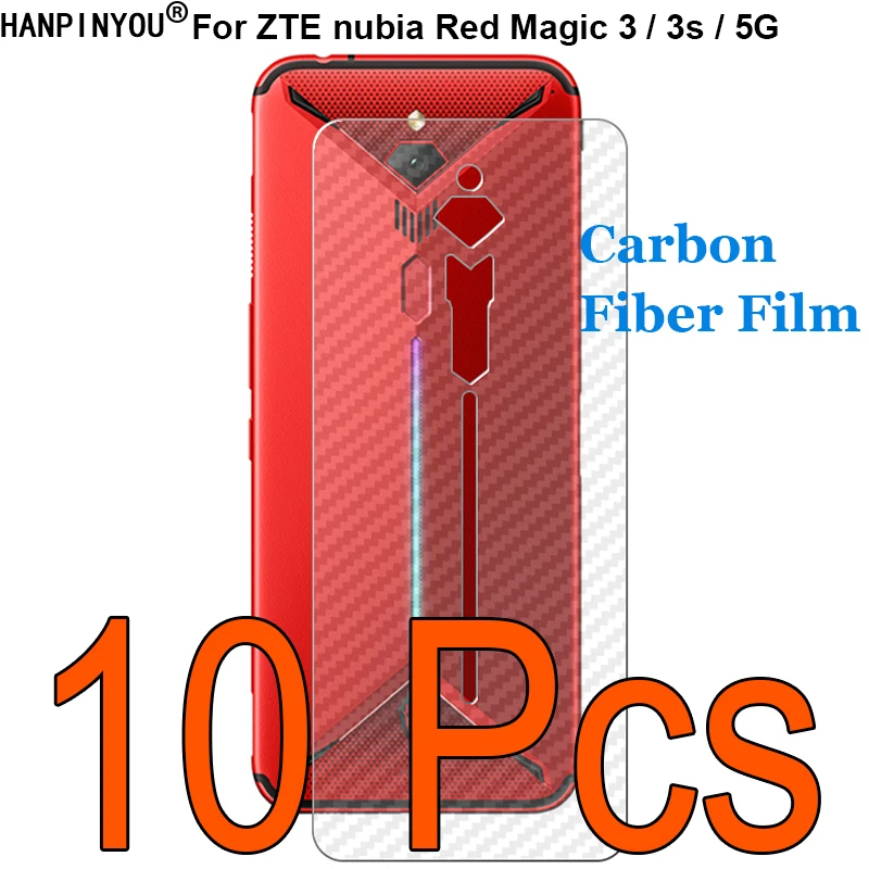 10 Pcs /Lot For ZTE nubia Red Magic 3 / 3s / 5G 6.65" 3D Ultra Thin Carbon Fiber Back Film Skin Screen Protector Sticker