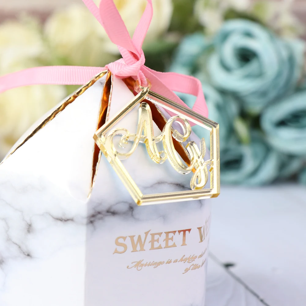 50 шт. Персонализированные Свадебные фианиты пентагональной формы цветные