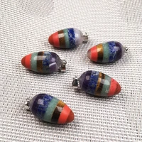 1pc natural oval semi precious stone pendants colorful pendants for jewelry making diy accessories fit necklaces size 16x30mm