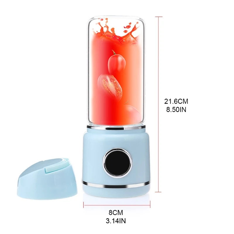 

T21D Portable Power Bank Blender USB Electric Blenders w/ 6 Stainless Steel Blades Auto Shup-off 400-600ml USB Rechargeable
