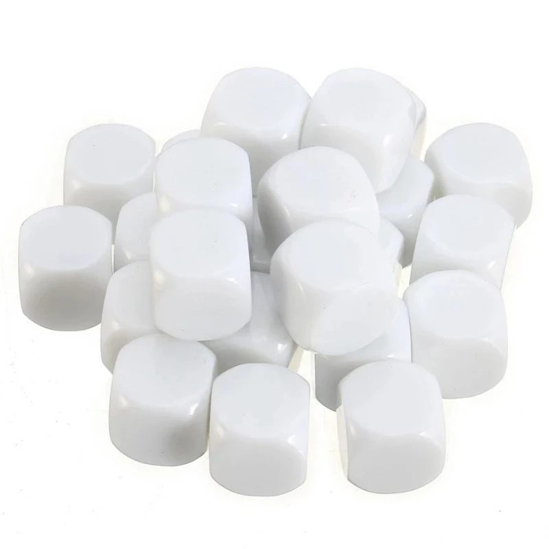 

25PCS Acrylic Cubes Blank Dice 16mm Square Corner Fillet DIY Design Board Game Cubes Party Family For Teaching Kids Children