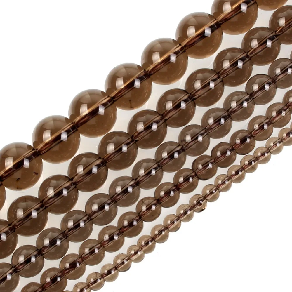 Круглые бусины из натурального камня незакрепленные коричневого кварца для