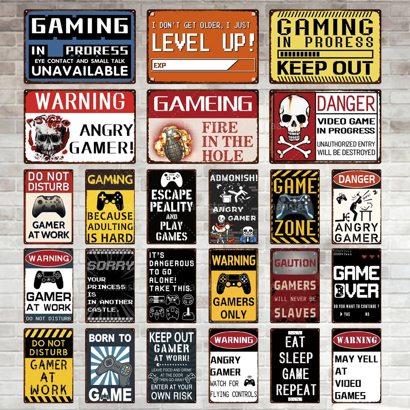 Металлический жестяной ретро-знак декоративный логотип для геймера