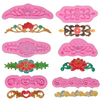 3d flower pattern cake border silicone mold diy relief fondant cake decorating tools candy chocolate mould