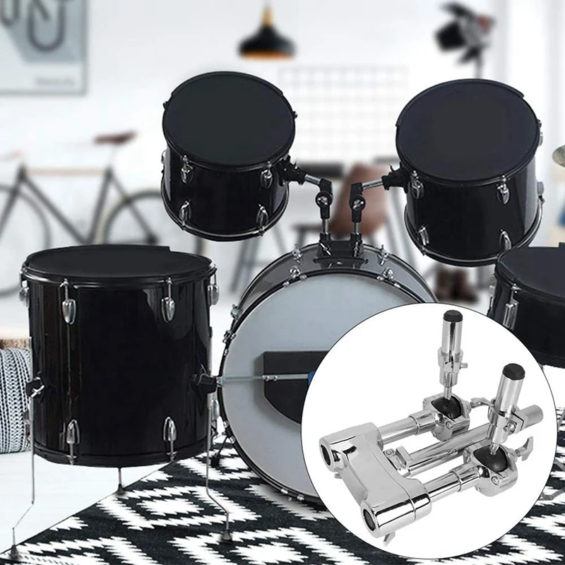 

Double Tom Clamp 2-Way Drum Bracket Holder for Drum Instrument Replacement for Bass Drum Mount Bracket for Drum Set