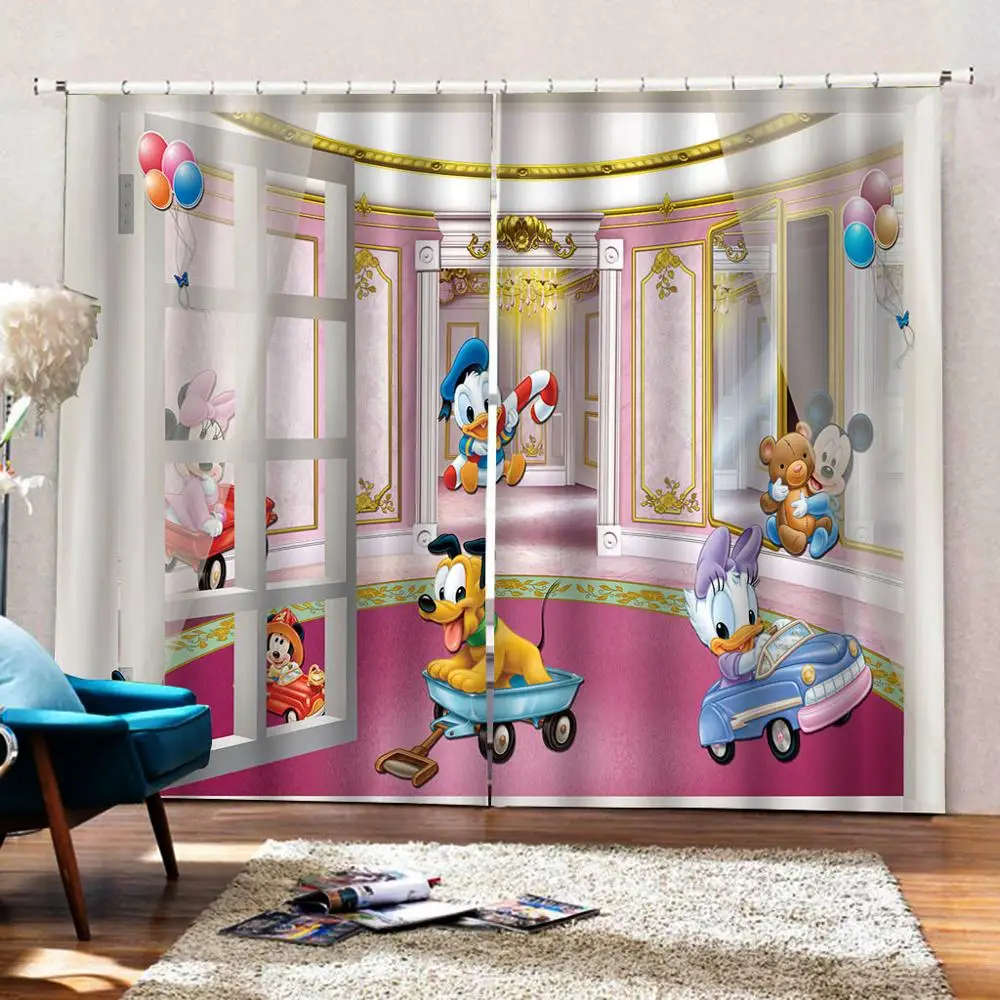 3D занавеска Роскошная затемненная для окна Гостиная мультяшная s Розовая