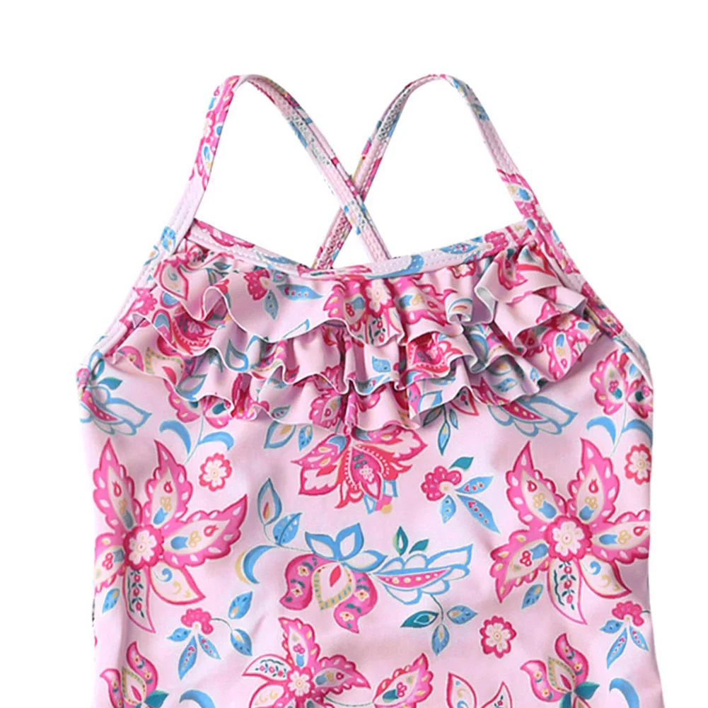 

One-Piece Swimsuit for Children Strap Multi-Layer Ruffles Girl's Hot Spring Swimsuit Bikini Set