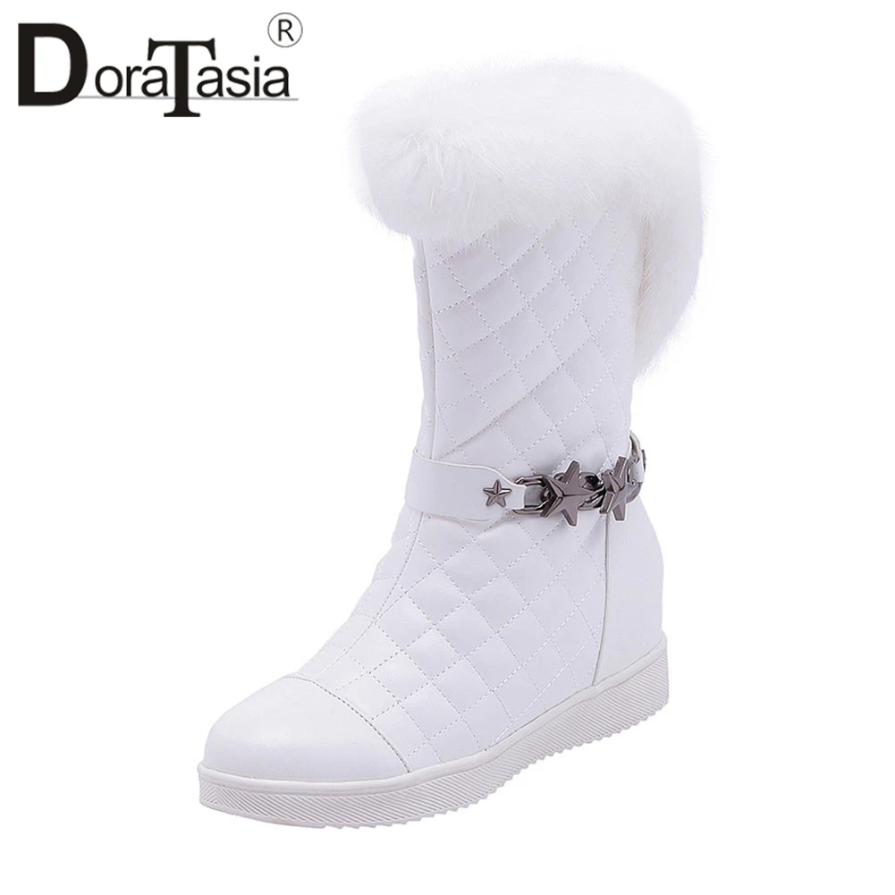 DORATASIA/новые женские зимние сапоги на меху большие размеры 31-41 обувь с