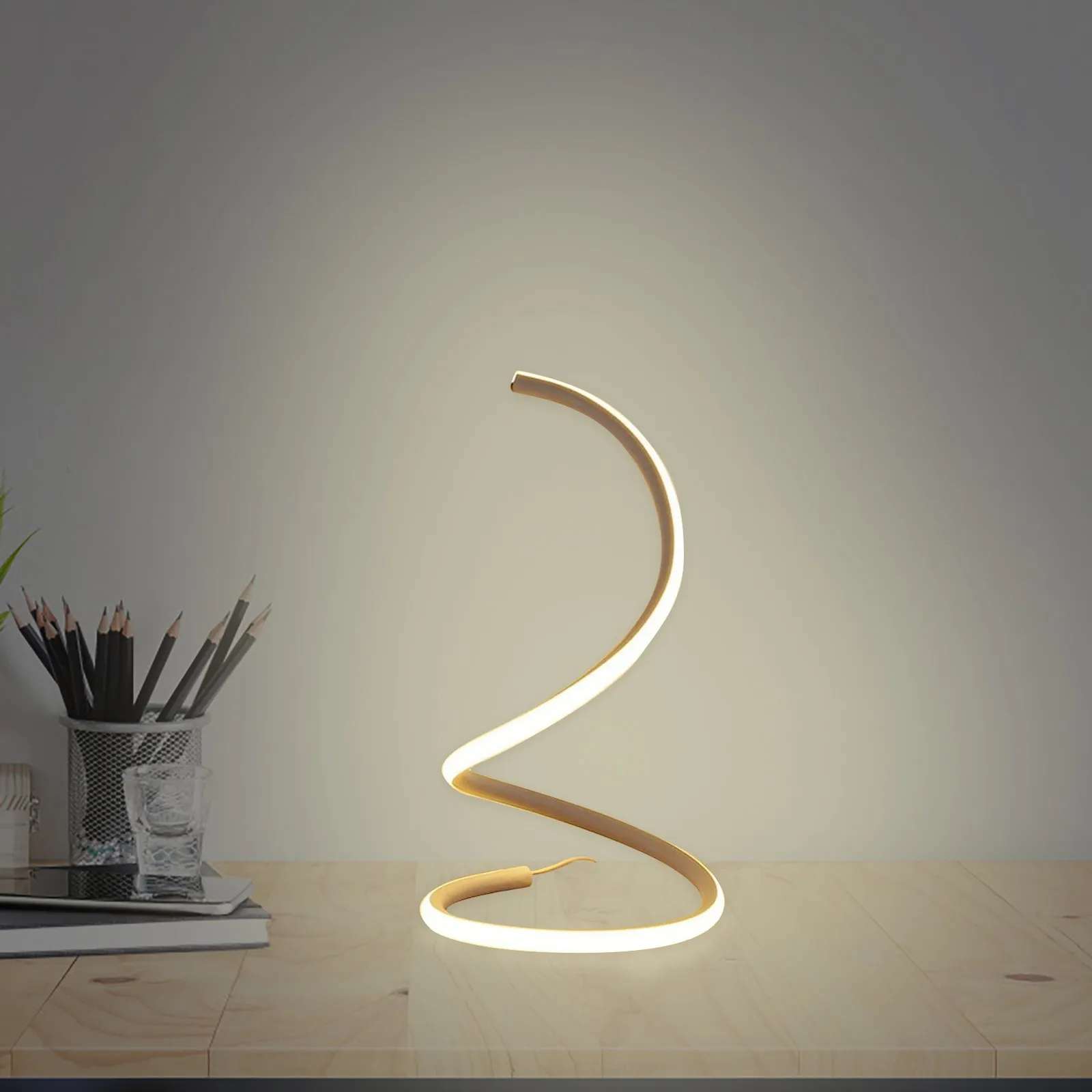 

LED spiral table lamp modern LED bedside lamp bedroom study work light minimalist acrylic eye light perfect for living room