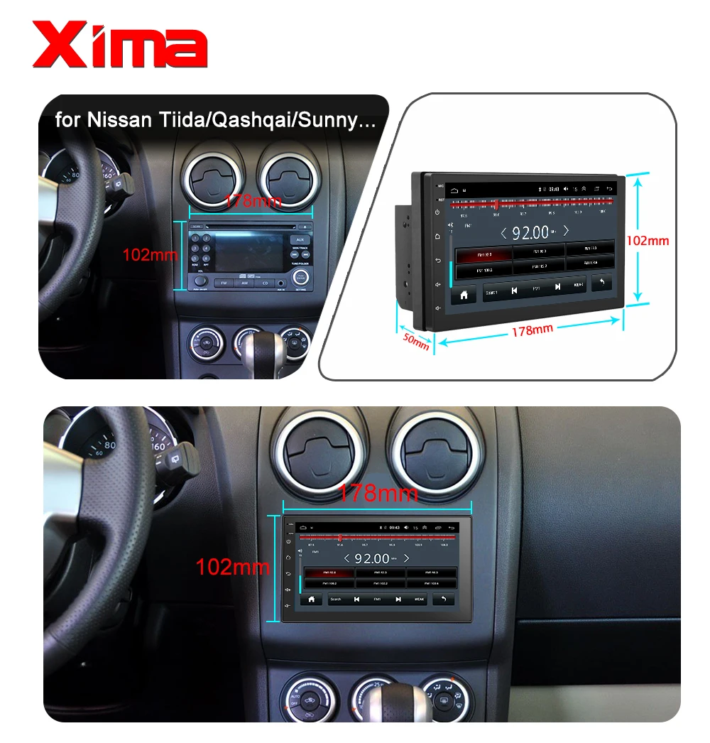 XIMA Android9.0 2Din Car Radio Multimedia Player " Universal RAM2G GPS Navigation Audio Player For Nissan Toyota Hyundai Polo
