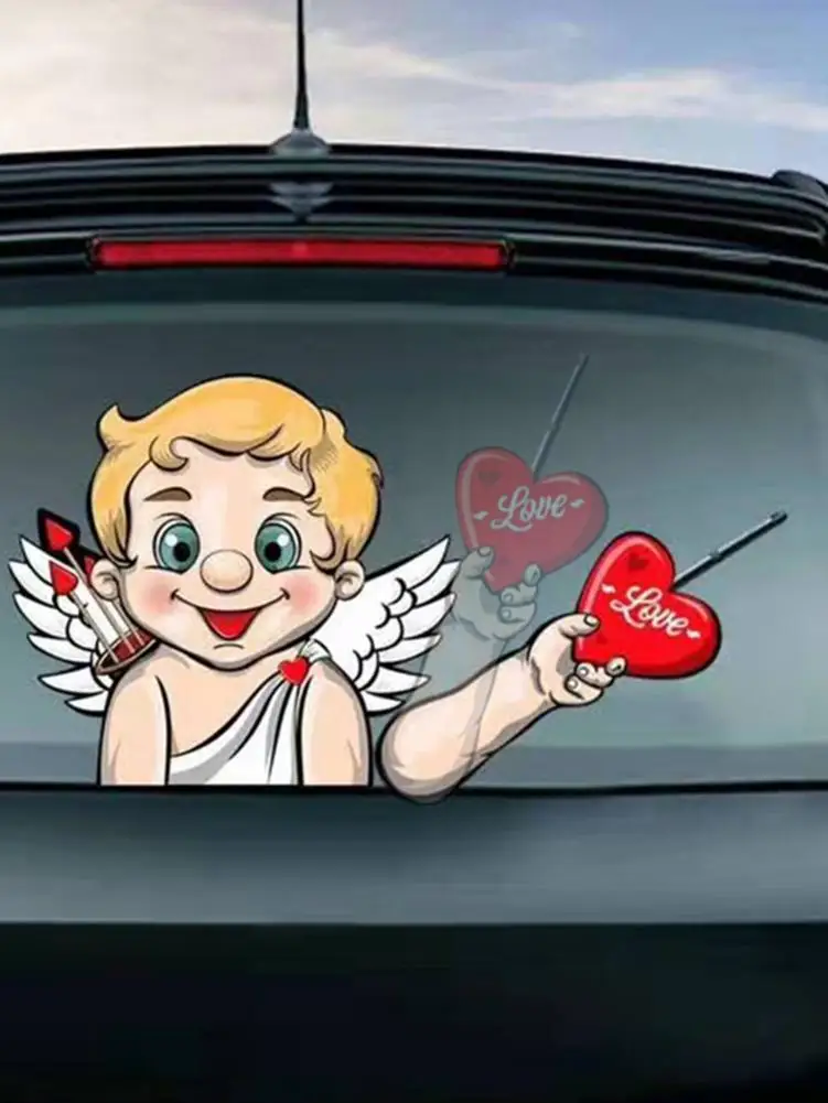 

High Adhesion Car PVC Windshield Rear Wiper Decal Sticker Decal Tags Valentine's Day Car Decoration Cute Love Waving Sticker