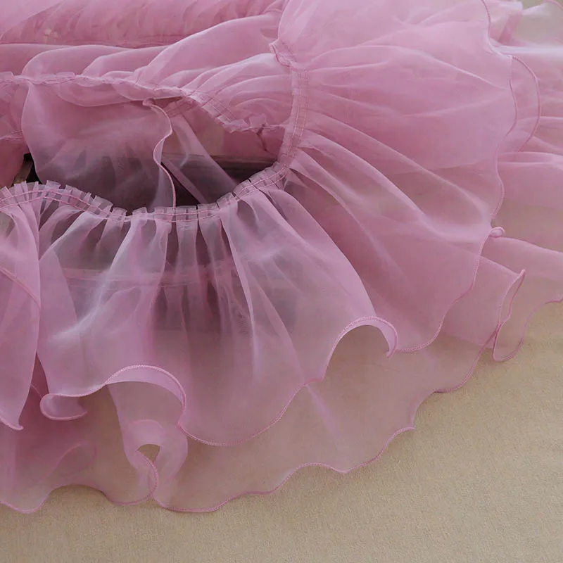10Meters Organza Ruffle Lace Fabric Baby Pleated Mesh Laces Trim Pink White Black Red Doll Skirt Material | Дом и сад