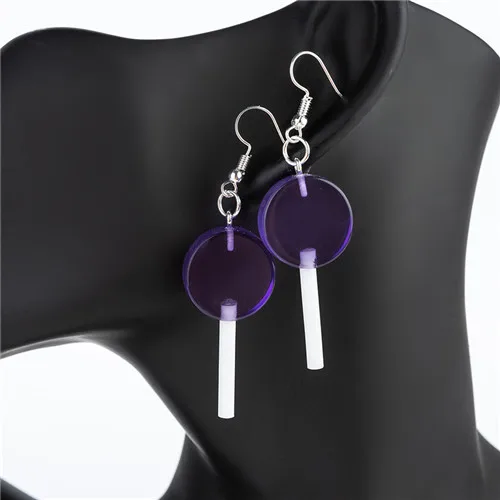 Transparent purple 1 пара, женские серьги, полимерные, ремесло, конфеты, леденец, bff, дружба, Висячие серьги для женщин, детей, ювелирные изделия - Окраска металла: Transparent purple