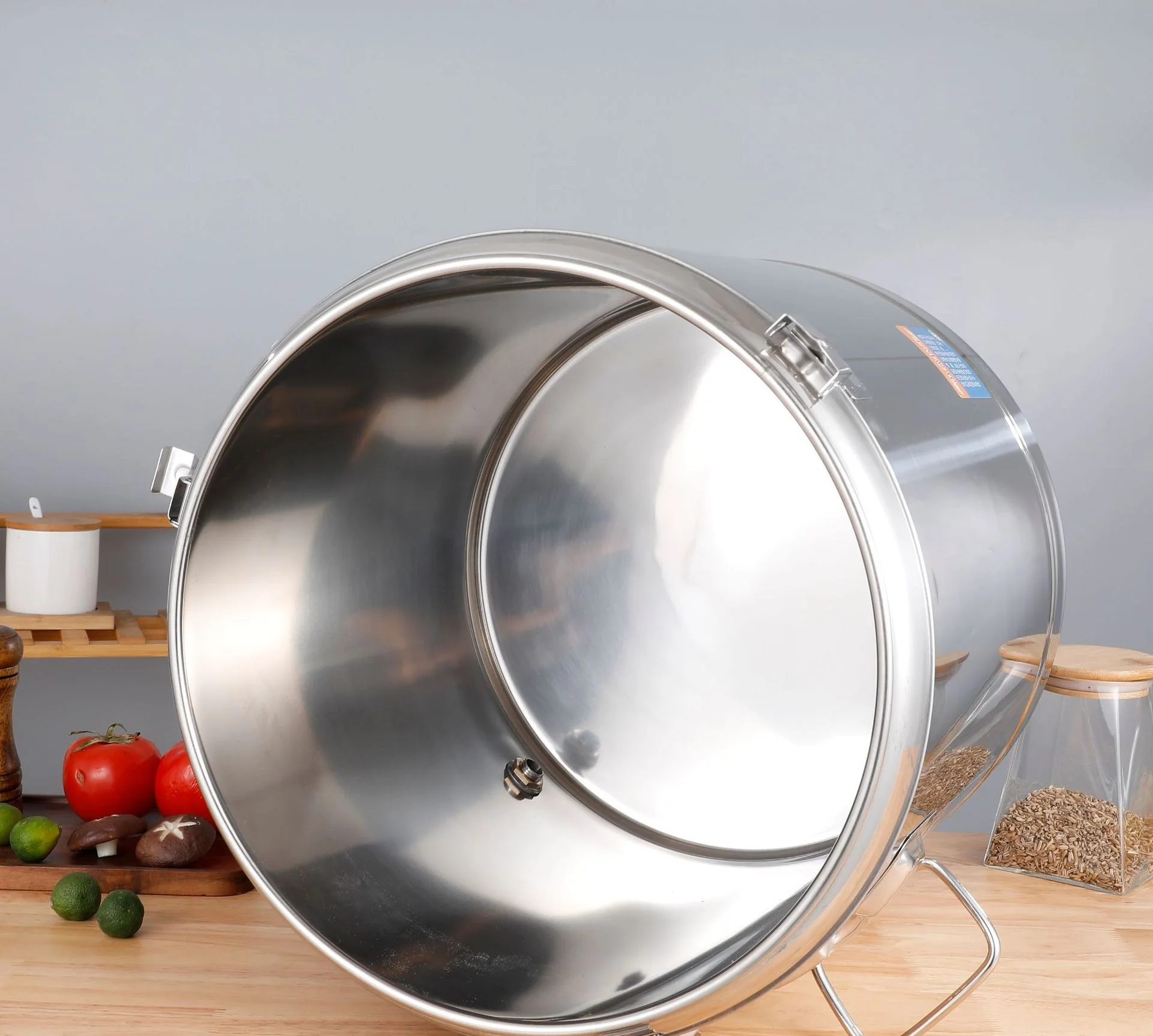 Barril de aislamiento t&eacute;rmico de doble capa, barril de aislamiento t&eacute;rmico de leche de soja para desayuno, de acero inoxidable, 50L-1
