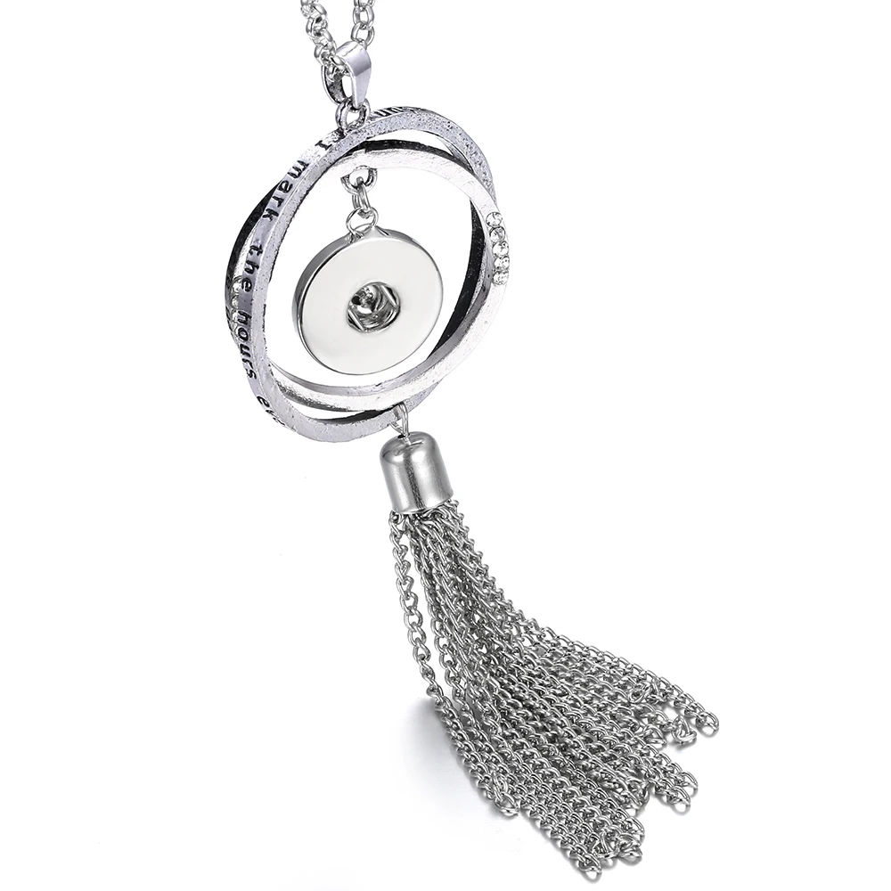 Женское ожерелье с длинной кисточкой колье круглой металлической подвеской 18 мм