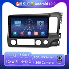 Автомагнитола EKIY 2 din на Android 9,0, 8 ядер, GPS, для Honda Civic 2006-2011, мультимедийный видеоплеер, навигация