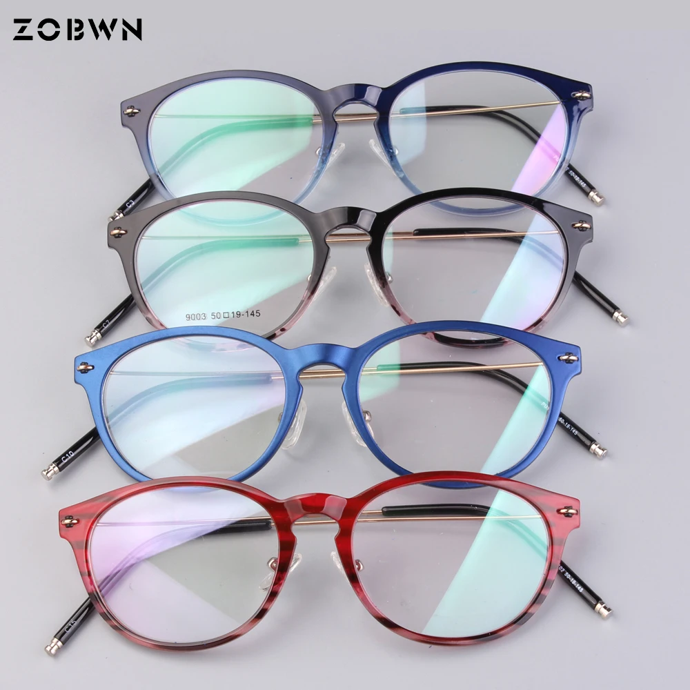 

Women Cat Eyeglasses Optical Fashion Female Eyewear Prescription Glasses red blue transparent frame wire temple super thin light