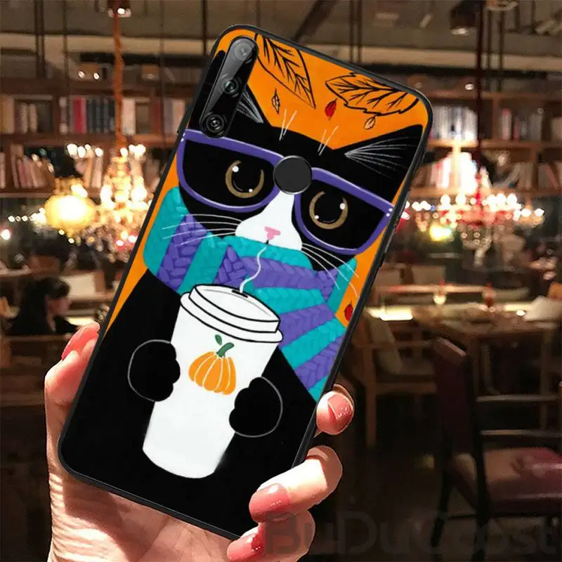 

Coffee Milk Drink Bottle Cat Phone Case For Huawei Y5 Y6 Y7 Y9 Prime Pro II 2019 2018 Honor 8 8X 9 Lite View9